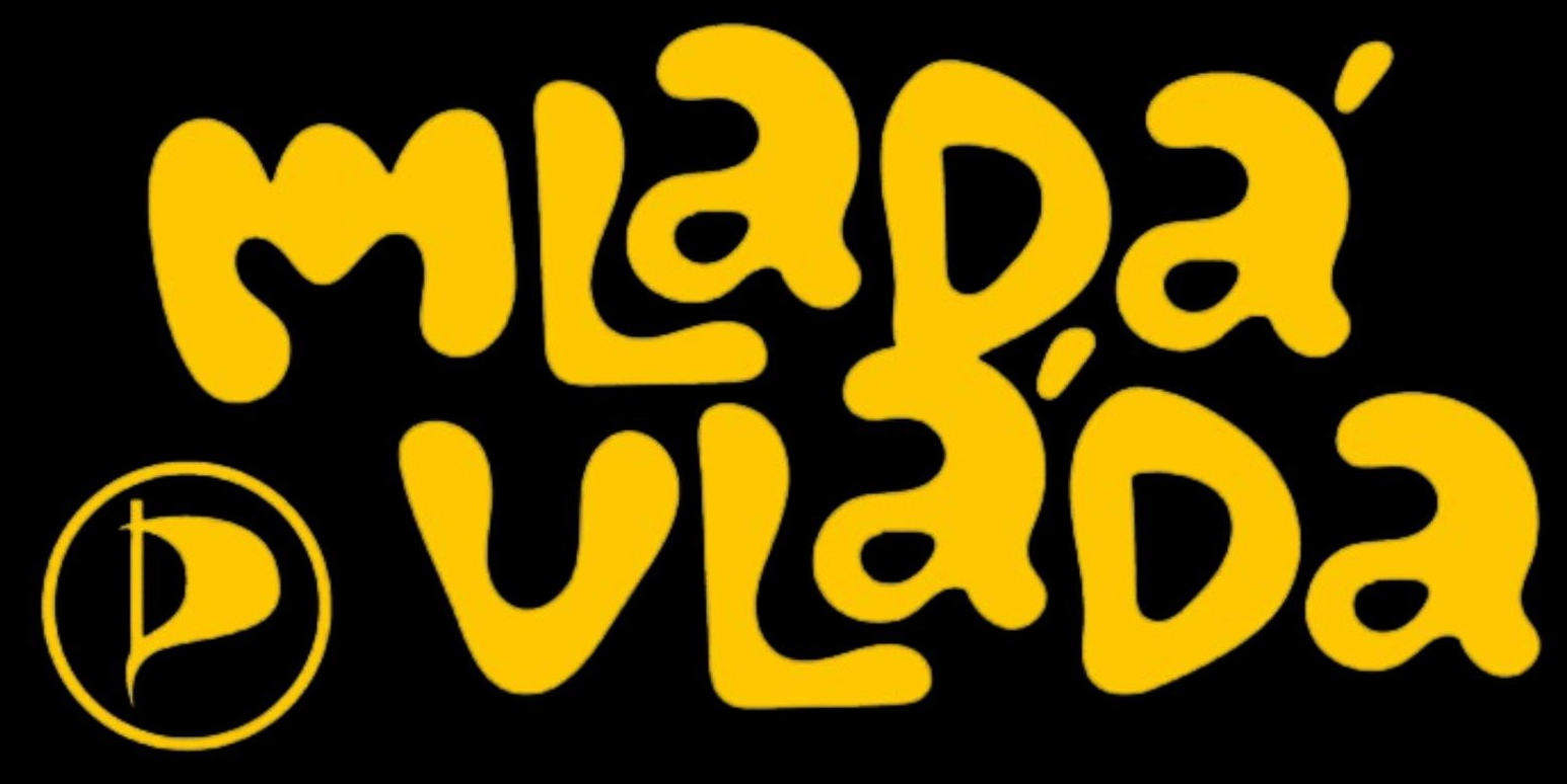 Logo mladá vláda žlutá na černé